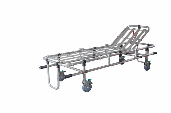 Aluminium legering vouwbaar dubbelbuis lage positie ambulance stretcher noodredding trolley rug aanpassing